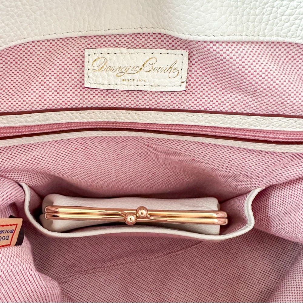 Dooney & Bourke White Lucca Leather Logo Lock Pebbled Leather Shoulder Bag Set - Picture 15 of 16